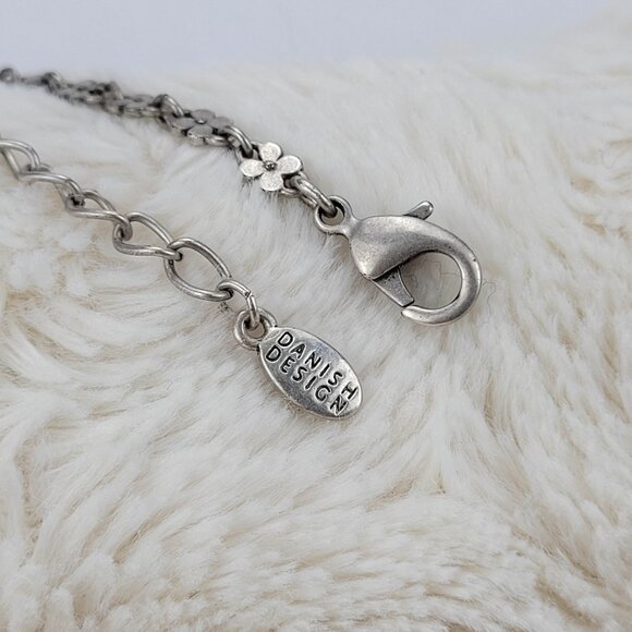 1960's Pearl Bead and Pink Enamel Flower Necklace by Danish Design - Picture 7 of 9